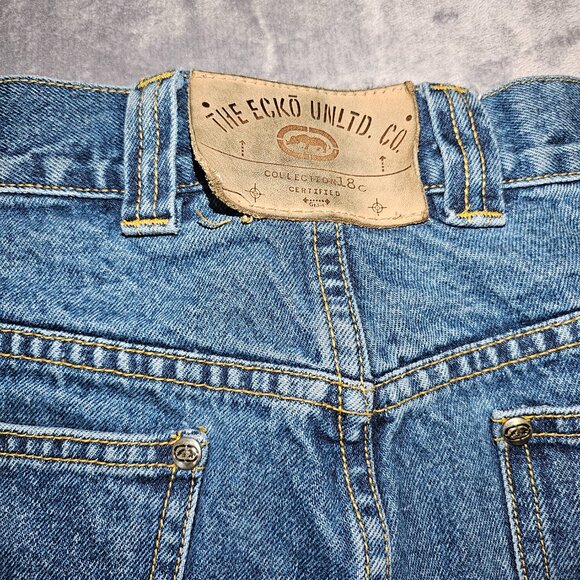 Vintage Ecko Unltd Collection18c Baggy Blue Jeans Men's 34 90ss Y2K Hip Hop Skat - Picture 15 of 16